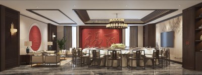 新中式中餐厅包厢3D模型下载